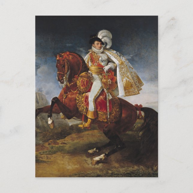 Postal Retrato ecuestre de Jerome Bonaparte 1808 (Anverso)