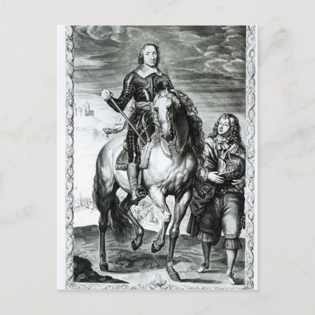 Postal Retrato ecuestre de Oliver Cromwell (Anverso)