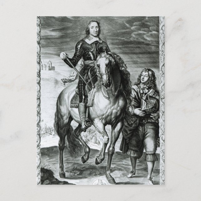 Postal Retrato ecuestre de Oliver Cromwell (Anverso)