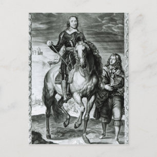 Postal Retrato ecuestre de Oliver Cromwell
