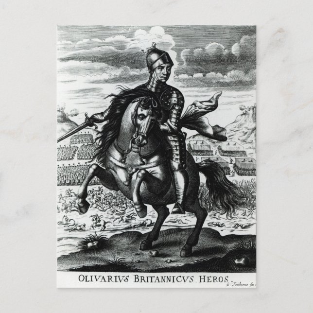 Postal Retrato ecuestre de Oliver Cromwell (Anverso)