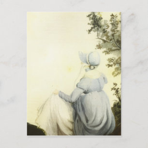 Postal retrato en acuarela de Jane Austen
