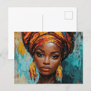 Postal Retrato expresivo de inspiración africana