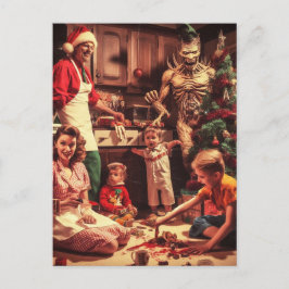 Postal Retrato familiar de terror de Navidades aterradore