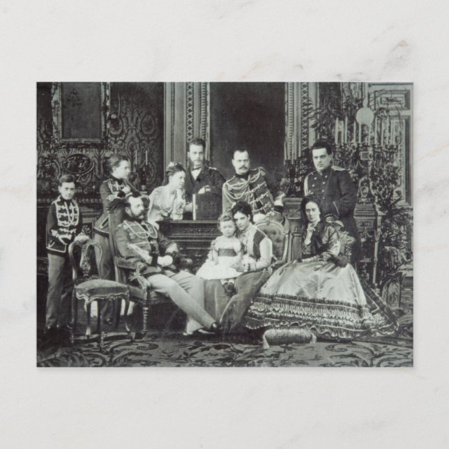 Postal Retrato familiar del emperador Alejandro II (Anverso)