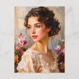 Postal Retrato femenino romántico arte moderno