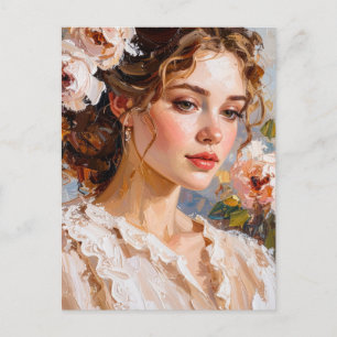 Postal Retrato femenino romántico arte moderno