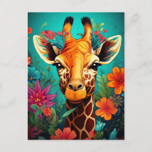 Postal Retrato Floral Giraffe-9319