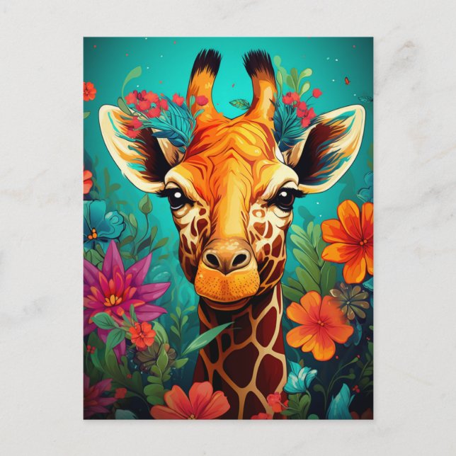 Postal Retrato Floral Giraffe-9319 (Anverso)