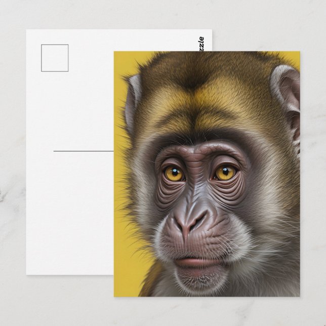 Postal Retrato gracioso de mono (Anverso / Reverso)