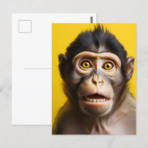Postal Retrato gracioso de mono