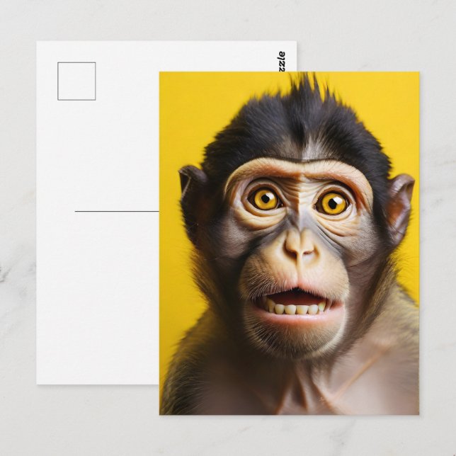 Postal Retrato gracioso de mono (Anverso / Reverso)