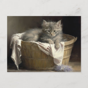 Postal Retrato Gris Gray Kitten