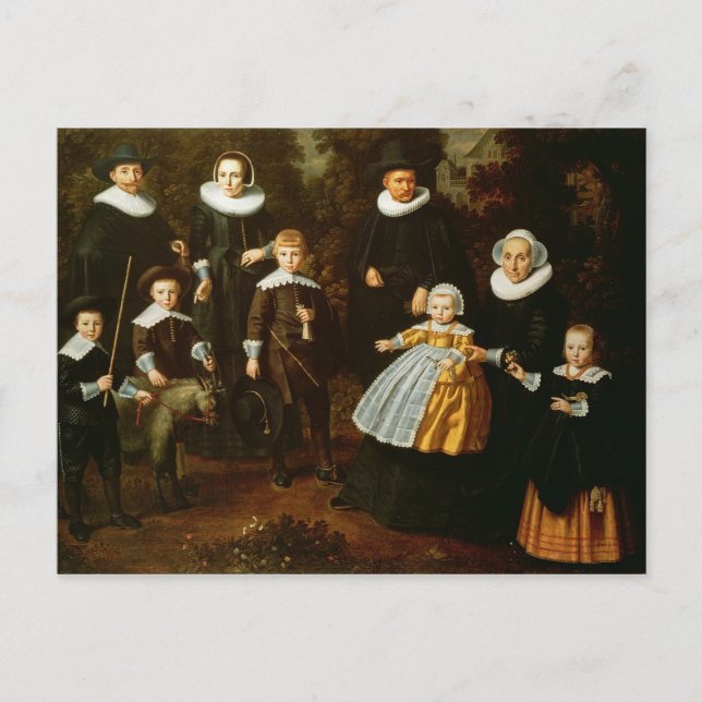 Postal Retrato grupal de tres generaciones de un (Anverso)