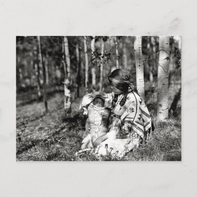 Postal Retrato indio del vintage del nativo americano (Anverso)