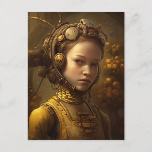 Postal Retrato infantil Steampunk Bee Keeper