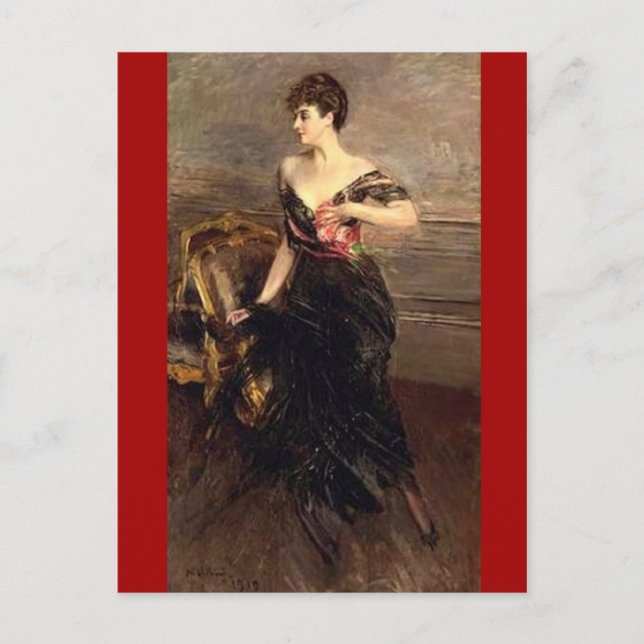 Postal Retrato Lady vintage - Boldini (Anverso)