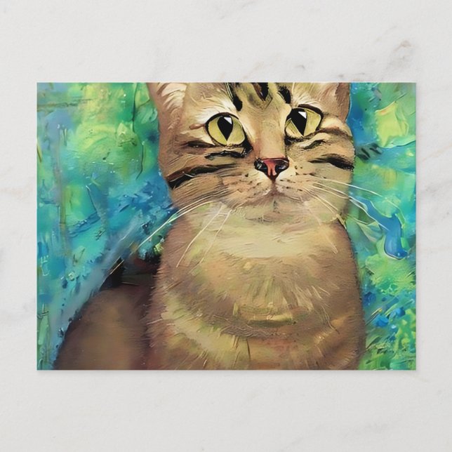 Postal retrato lindo de gato en estilo de arte clásico ag (Anverso)