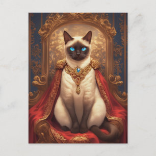Postal Retrato Majestuoso de Gato Siames Real