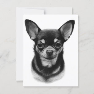 Postal Retrato Mascota de Chihuahua pintado a mano