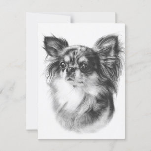 Postal Retrato Mascota de Merle Chihuahua pintado a mano