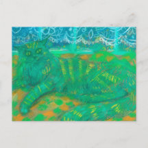 Retrato Mascota de pintura Pastel de gato turquesa