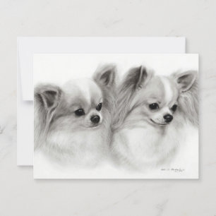 Postal Retrato Mascota pintado a mano por Chihuahua Pair