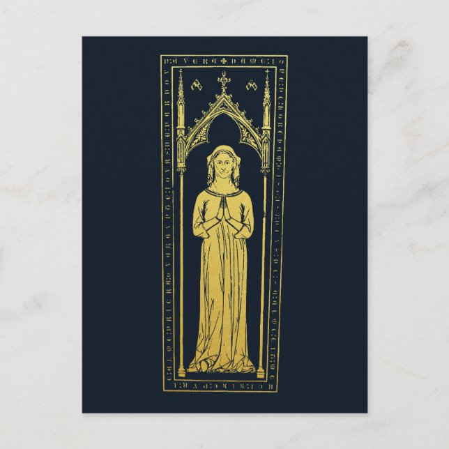 Postal Retrato Medieval Inglés 1300 Lady Joan Cobham (Anverso)