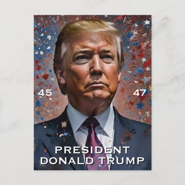 Postal Retrato moderno del presidente Donald Trump (Anverso)