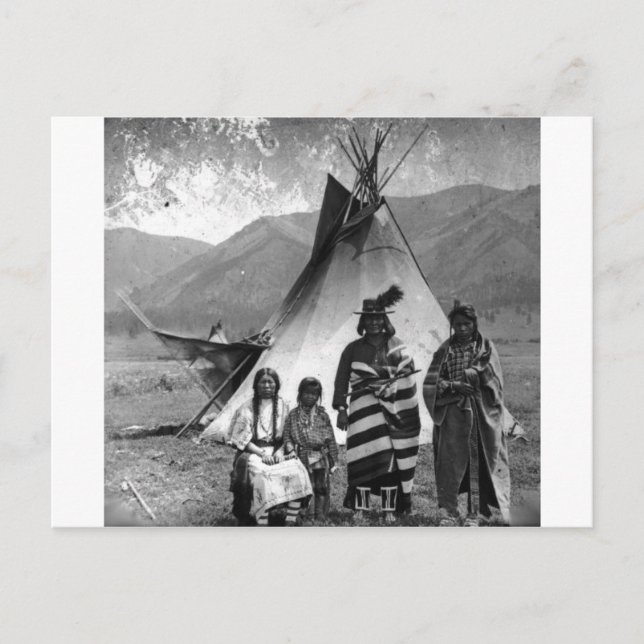 Postal Retrato nativo indio vintage (Anverso)