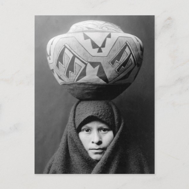 Postal Retrato nativo indio vintage (Anverso)