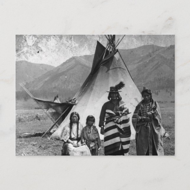 Postal Retrato nativo indio vintage (Anverso)