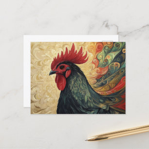 Postal Retrato Ornate Rooster