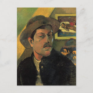 Postal Retrato propio de Paul Gauguin
