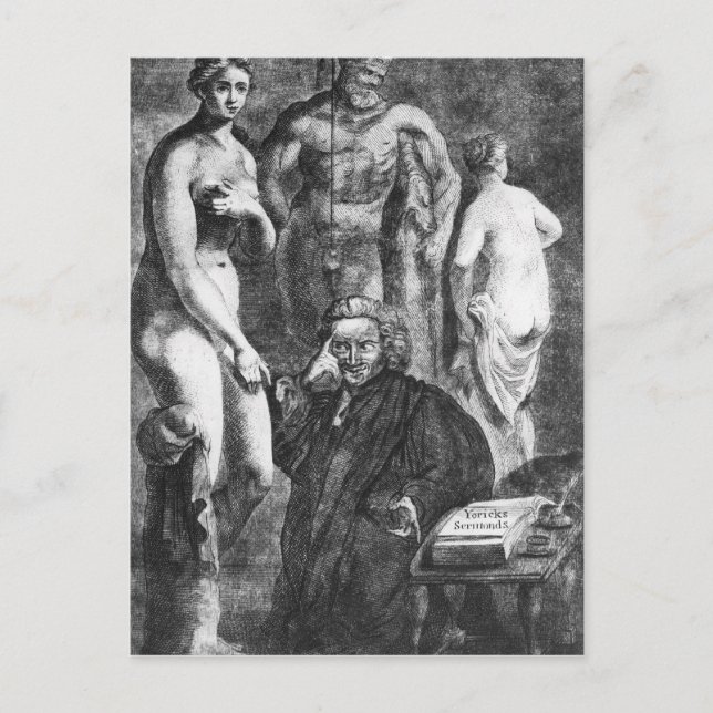Postal Retrato satírico de Laurence Sterne, c.1761 (Anverso)