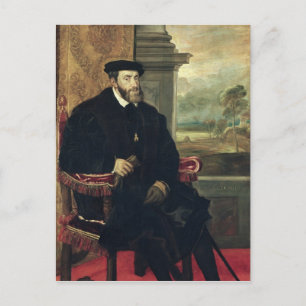 Postal Retrato sentado del emperador Carlos V 1548