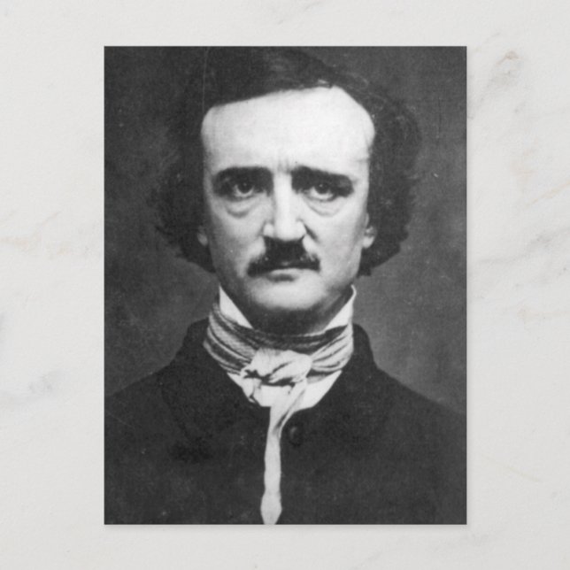 Postal Retrato vintage de Edgar Allan Poe (Anverso)