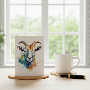 Postal Retrato Vivid Rainbow Goat