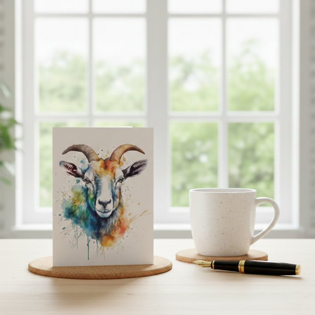 Postal Retrato Vivid Rainbow Goat (Subido por el creador)