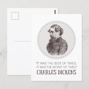 Postal Retrato y cita de Charles Dickens