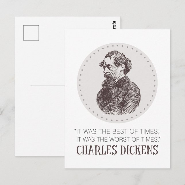 Postal Retrato y cita de Charles Dickens (Anverso / Reverso)
