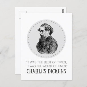 Postal Retrato y cita de Charles Dickens