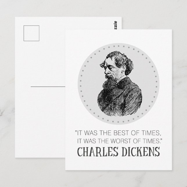 Postal Retrato y cita de Charles Dickens (Anverso / Reverso)