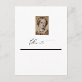 Postal Retrato y firma de Charlotte Brontë