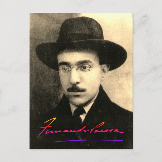 Postal Retrato y firma de Fernando Pessoa (Anverso)