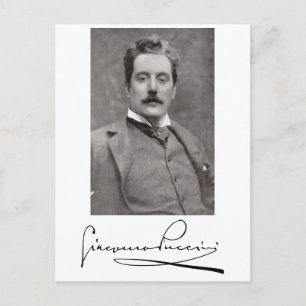 Postal Retrato y firma de Giacomo Puccini