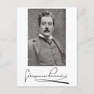 Postal Retrato y firma de Giacomo Puccini