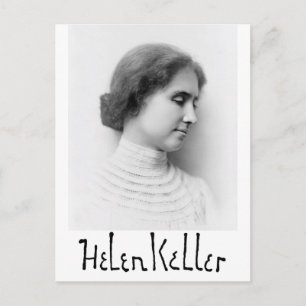 Postal Retrato y firma de Hellen Keller