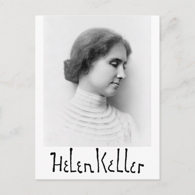 Postal Retrato y firma de Hellen Keller (Anverso)