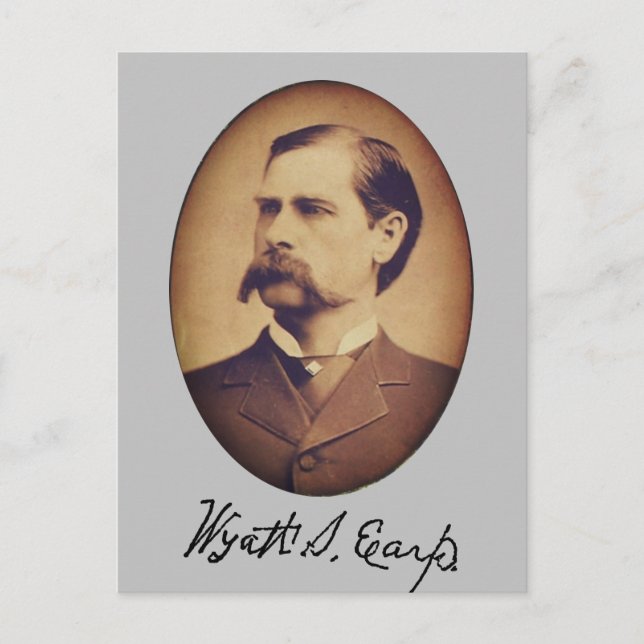 Postal Retrato y firma de Wyatt Earp (Anverso)
